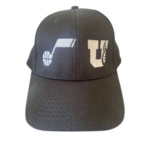 Quake City Caps Mens Black Hook & Loop Closure Mesh Utah Jazz NBA Hat One Size